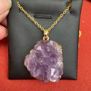 Gorgeous amethyst chunk gold chain necklace